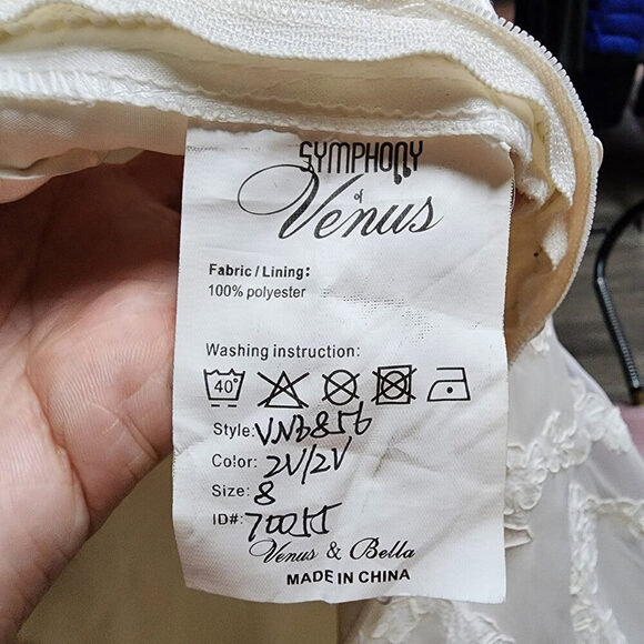 Symphony Of Venus White Of The Shoulder Midi Wedding Gown Size S - Picture 15 of 16